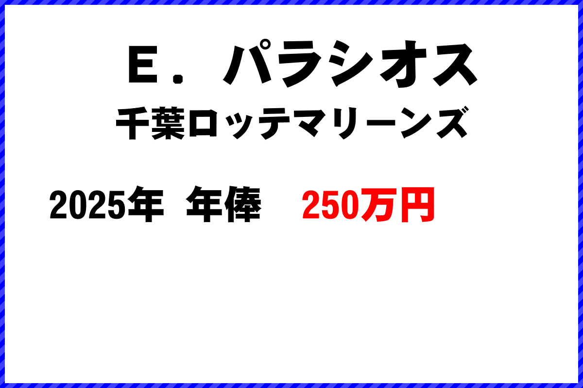Ｅ．パラシオス選手の年俸
