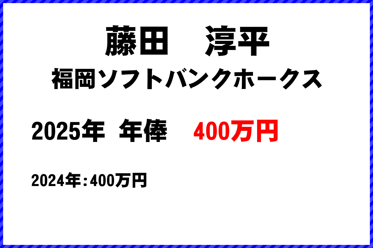 藤田淳平選手の年俸
