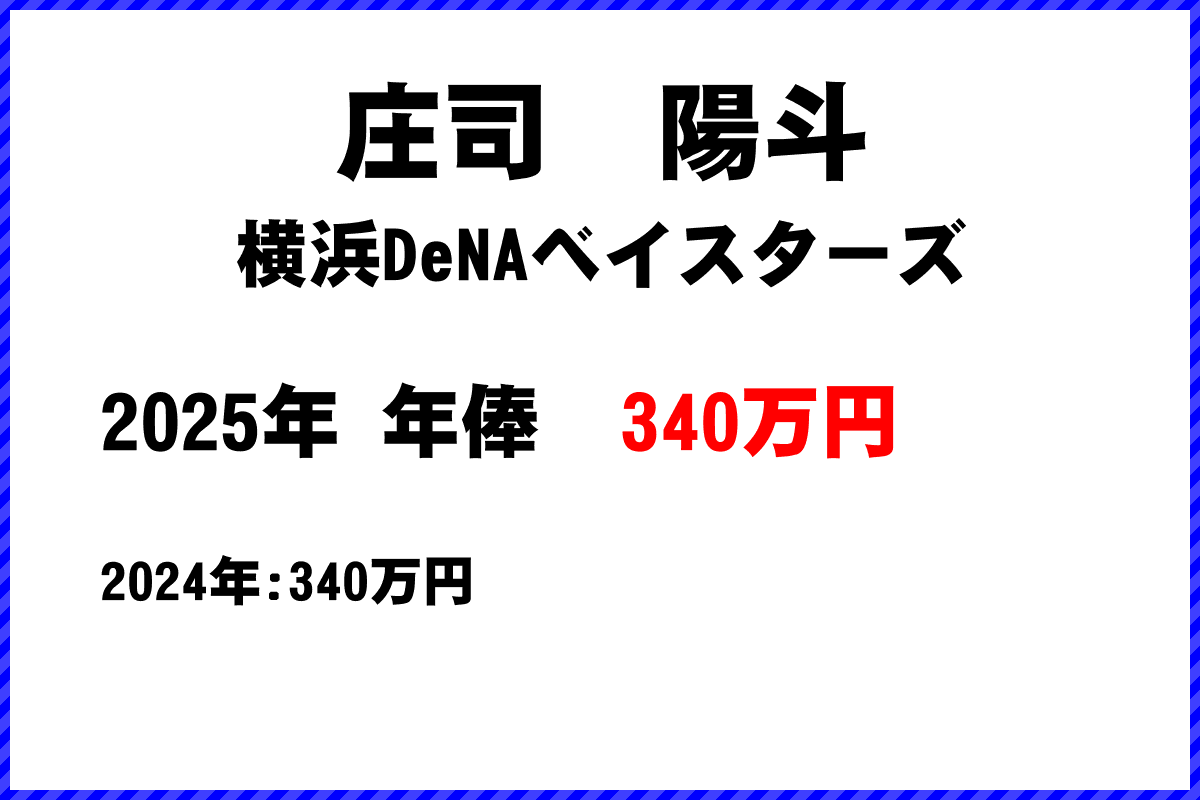 庄司陽斗選手の年俸